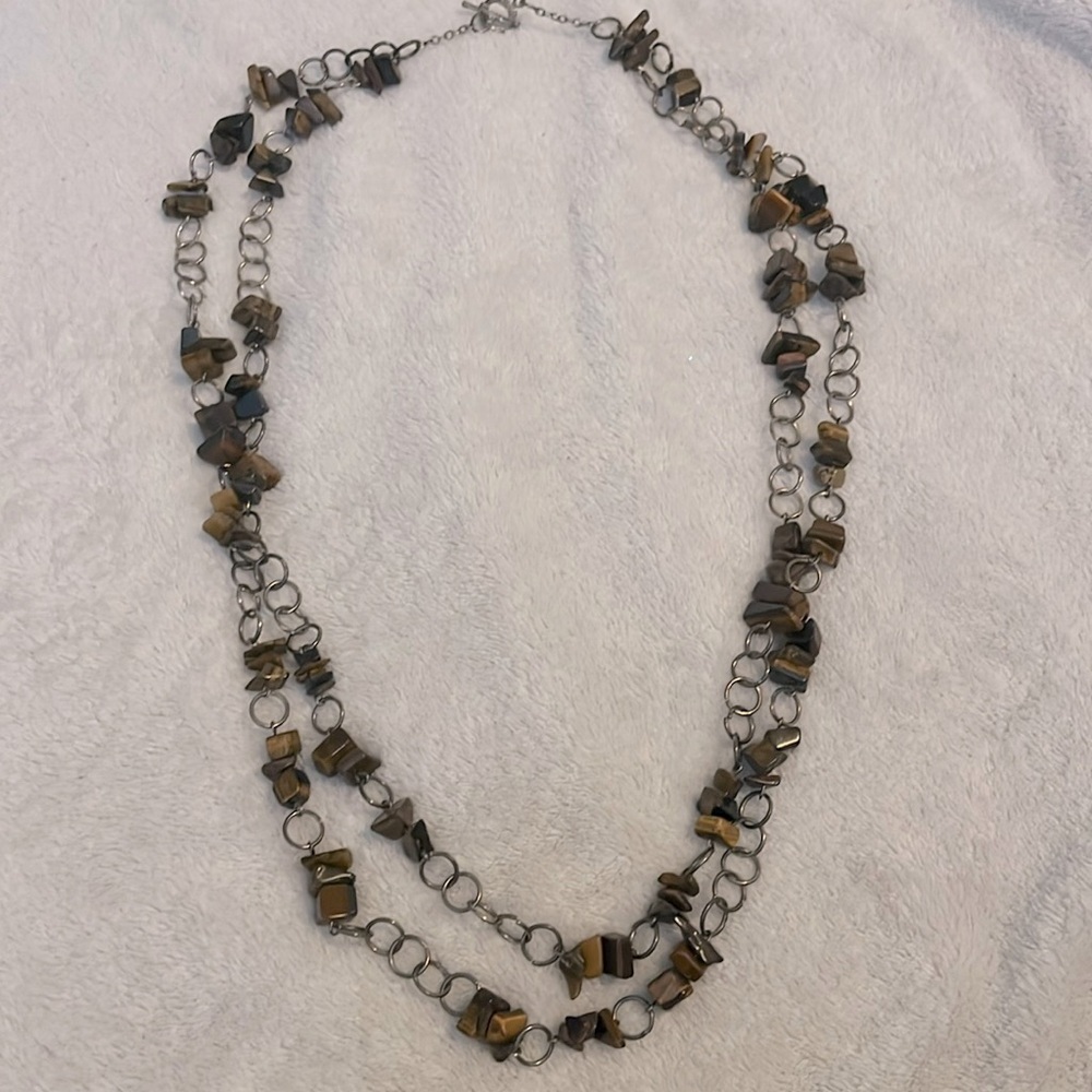 Tigers eye silver necklace